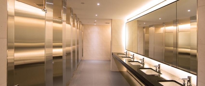 divisiones de bano en acero